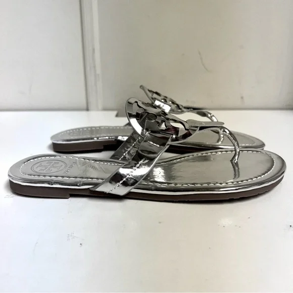 NEW Tory Burch MILLER METALLIC Silver SANDAL women’s size 39EU 8.5M Chic Resort - Picture 5 of 11